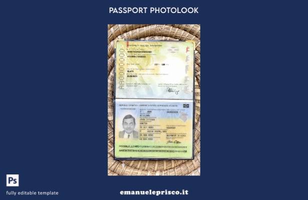 modello di aspetto fotografico del passaporto del Kenya (presente) in stile veri